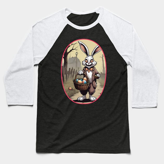 Dark Easter: Creepy Bunny with Chocolate Eggs (Concept Art Illustration) Baseball T-Shirt by Sr-Javier